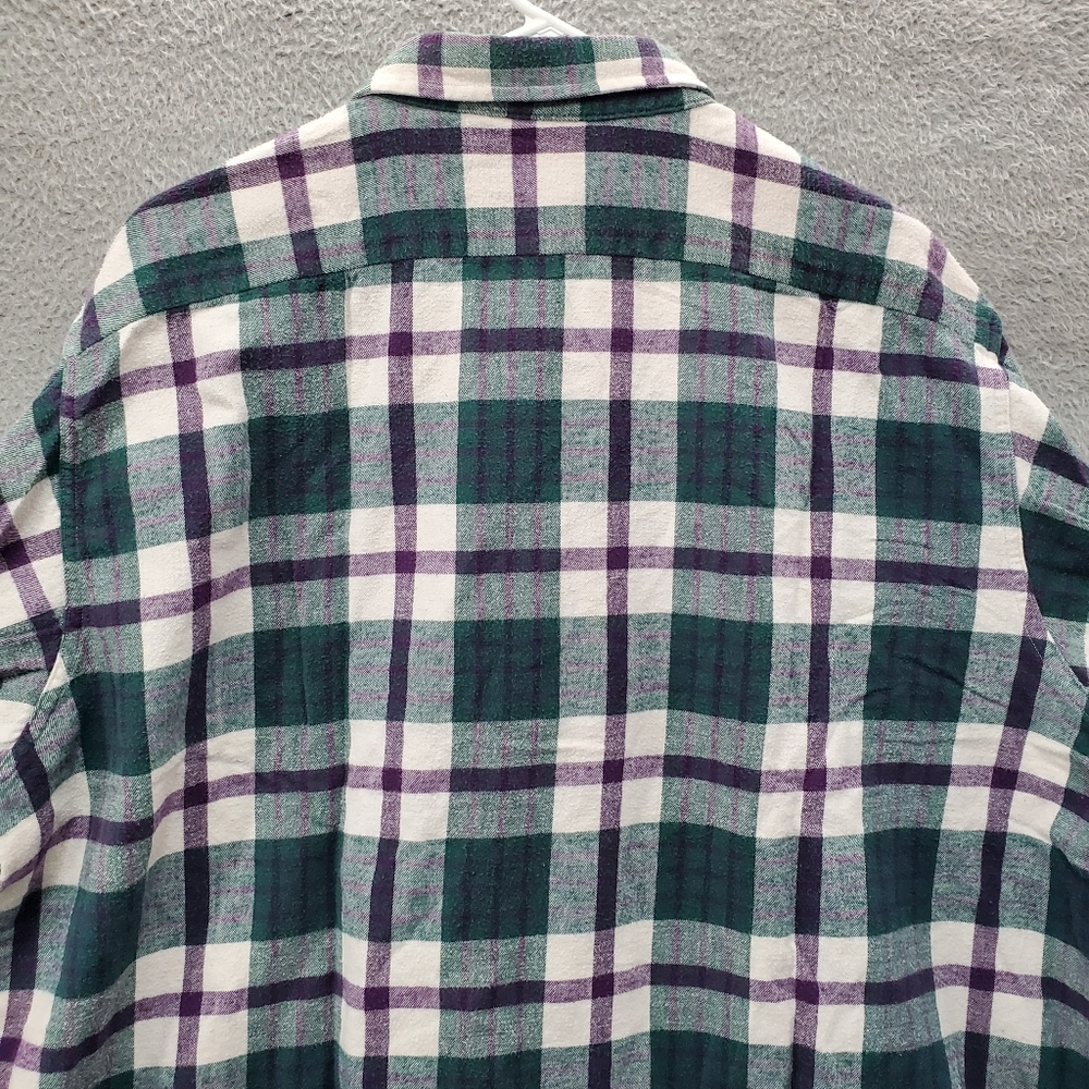 L.L. Bean Green and Purple Plaid XXL Button Down Shirt - Picture 8 of 10